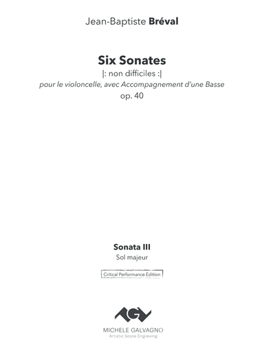 Sonata op. 40 no. 3 in G major for cello and basso (arr. Yuriy Leonovich, Michele Galvagno)