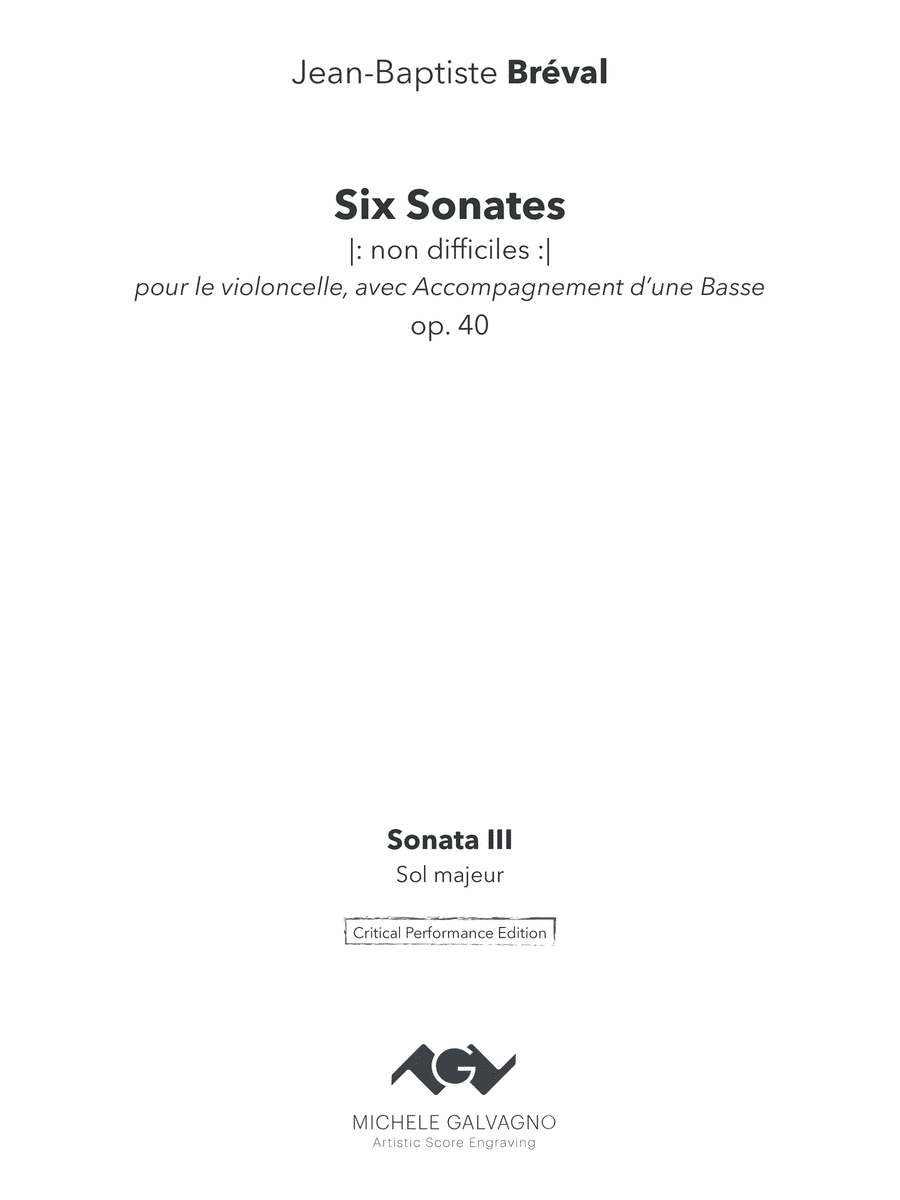 Sonata op. 40 no. 3 in G major for cello and basso (arr. Yuriy Leonovich, Michele Galvagno)