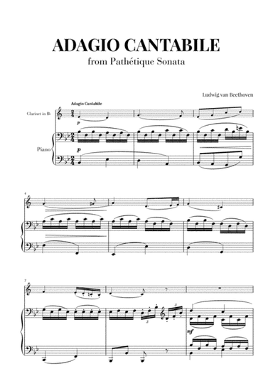 Sonata Pathetique (2nd Movement) - Adagio Cantabile for Clarinet and Piano (arr. Cadenza Editions)