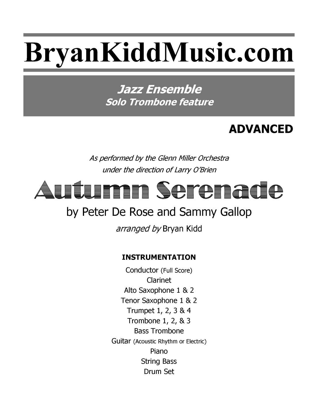 Autumn Serenade (arr. Bryan Kidd)