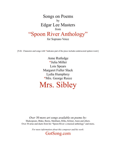 Mrs. Sibley from "Spoon River"