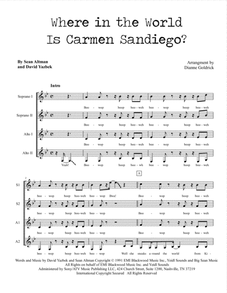 Where In The World Is Carmen Sandiego? (arr. Dianne Goldrick)