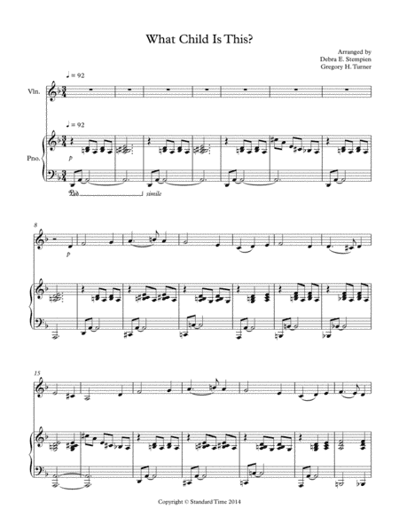 What Child Is This for Violin Solo with Piano Accompaniment (arr. Debra E. Stempien, Gregory H. Turner)