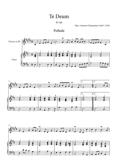 Te Deum Prelude (for Clarinet in Bb and Piano) (arr. Ahiva Editions)