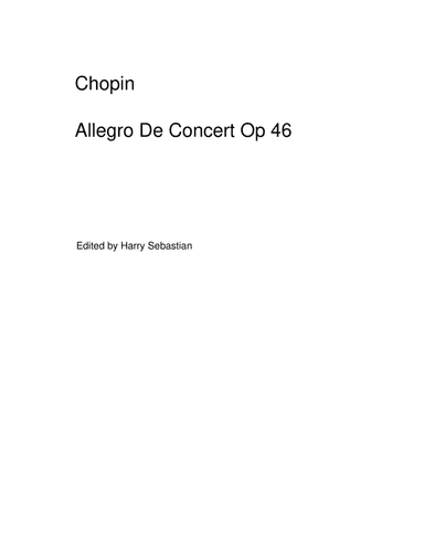 Chopin - Allegro de concert Op 46 (arr. Harry Sebastian)
