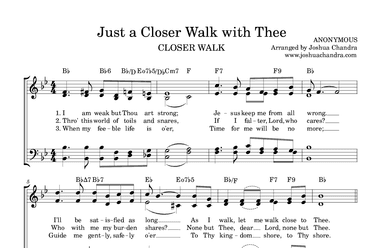 Just a Closer Walk with Thee - SATB + Guitar Chords (arr. Joshua Chandra)