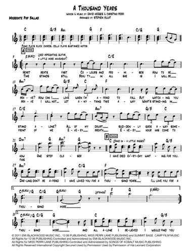 A Thousand Years (arr. Stephen Bulat)