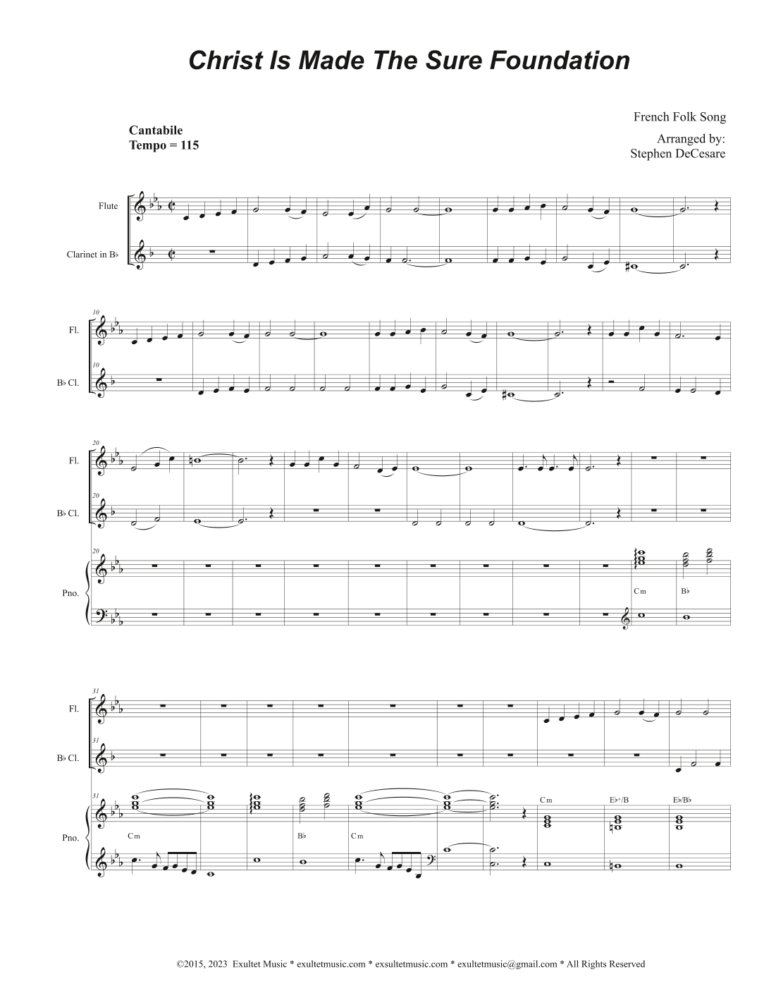 Christ Is Made The Sure Foundation (Duet for Flute and Bb-Clarinet) (arr. Stephen DeCesare)