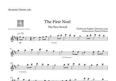 The First Noel - The First Nowell - Easy Christmas Carol - Acoustic Guitar solo (arr. Daniel H Rosa)