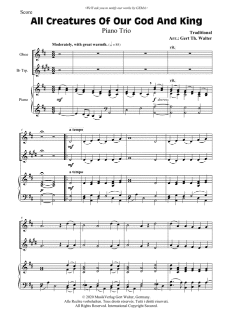 All Creatures Of Our God And King (arr. Gert Th. Walter)