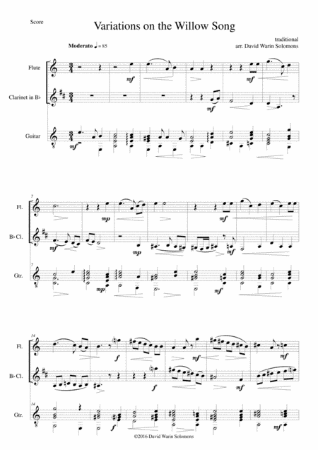 Variations on the Willow Song for flute, clarinet and guitar (arr. David Warin Solomons)