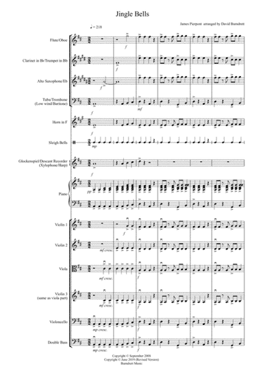 Jingle Bells (Jazzy Style!) for Flexible School Ensemble/Orchestra (arr. David Burndrett)