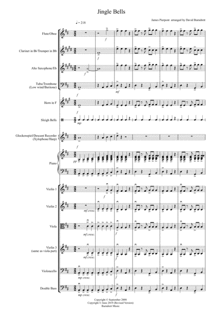 Jingle Bells (Jazzy Style!) for Flexible School Ensemble/Orchestra (arr. David Burndrett)