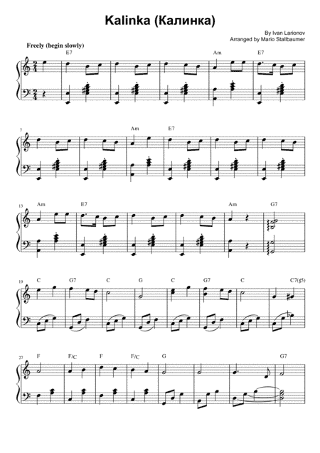 Kalinka (Калинка) (arr. Mario Stallbaumer)