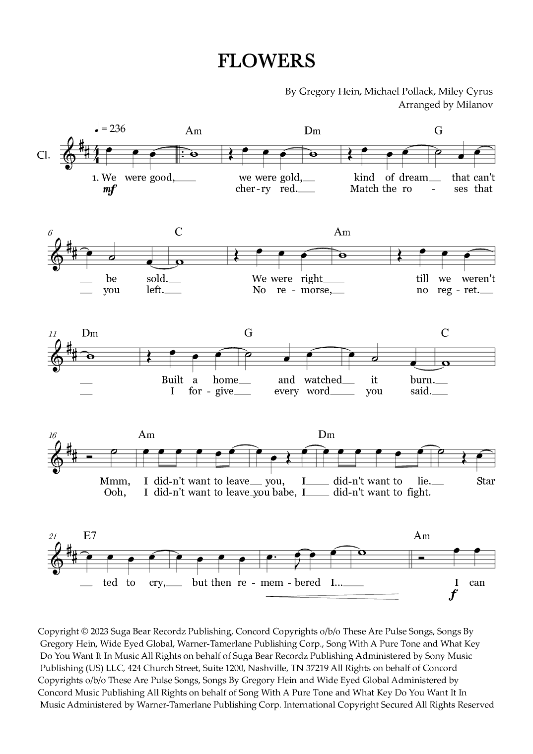 Flowers (arr. Milanov)