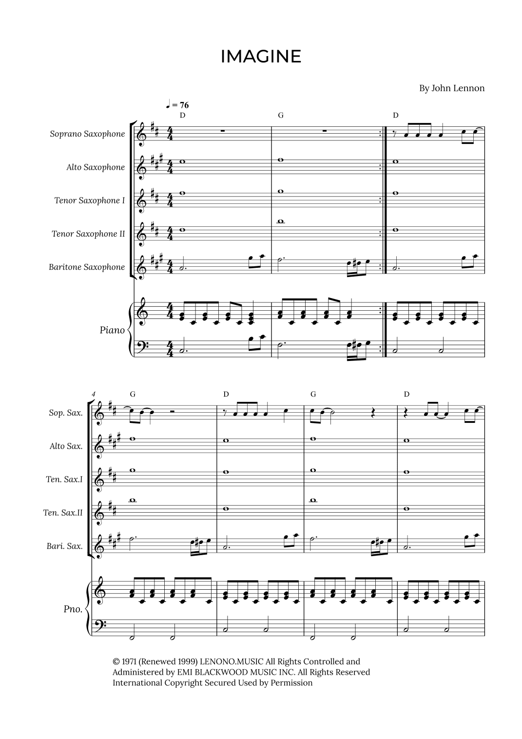 Imagine (arr. Alex Nunes Rodrigues)