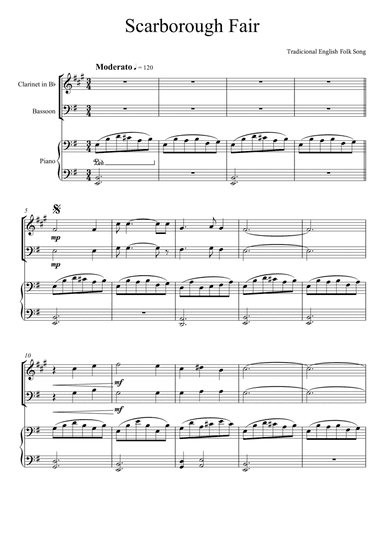 Scarborough Fair -Traditional English Folk Song (Clarinet and Bassoon Duet) (arr. André Laitano)