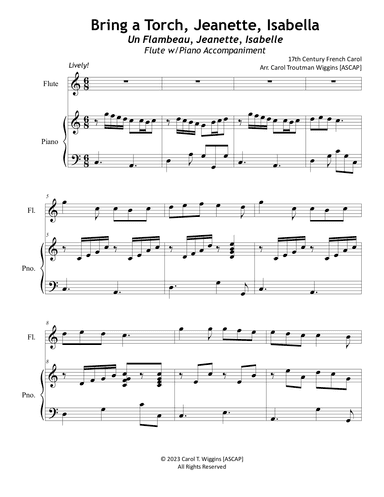 Bring a Torch, Jeanette, Isabelle (Flute w/Piano Accompaniment) (arr. Carol Troutman Wiggins)