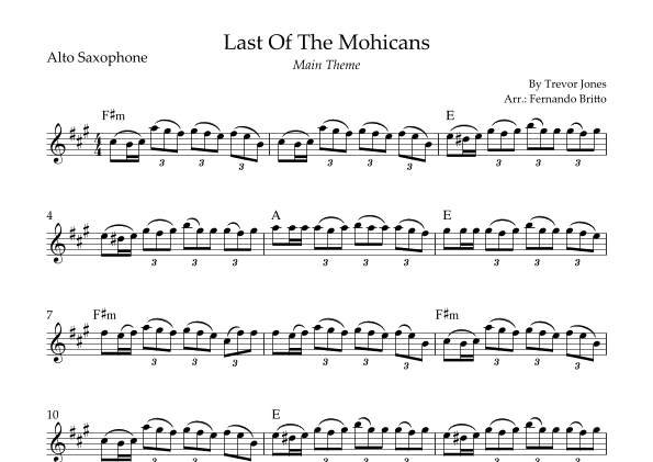Last Of The Mohicans (main Theme) (arr. Fernando Britto)