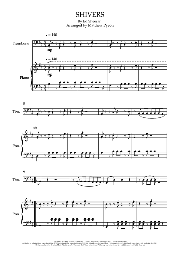 Shivers (arr. Matthew pyeon)