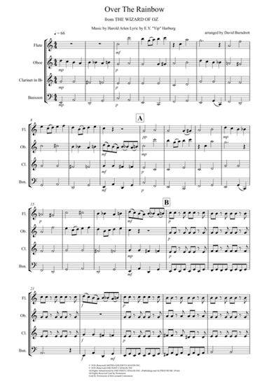Over The Rainbow (from The Wizard Of Oz) (arr. David Burndrett)