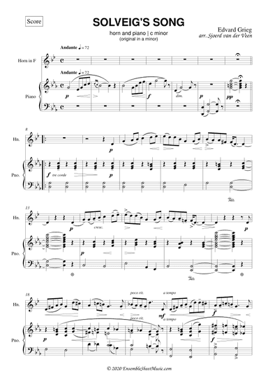 Solveig's Song for horn and piano (arr. Sjoerd van der Veen)