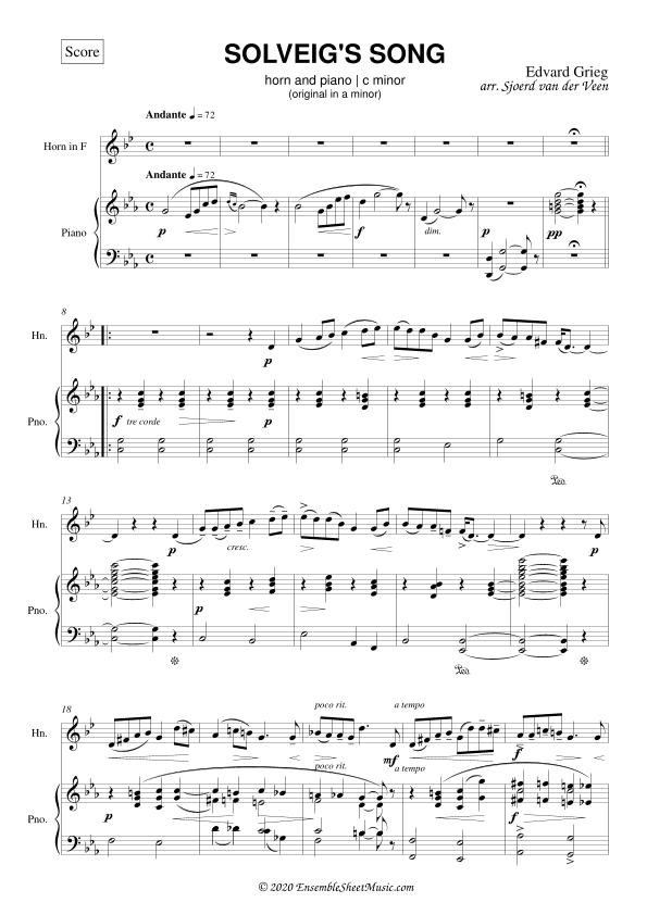 Solveig's Song for horn and piano (arr. Sjoerd van der Veen)