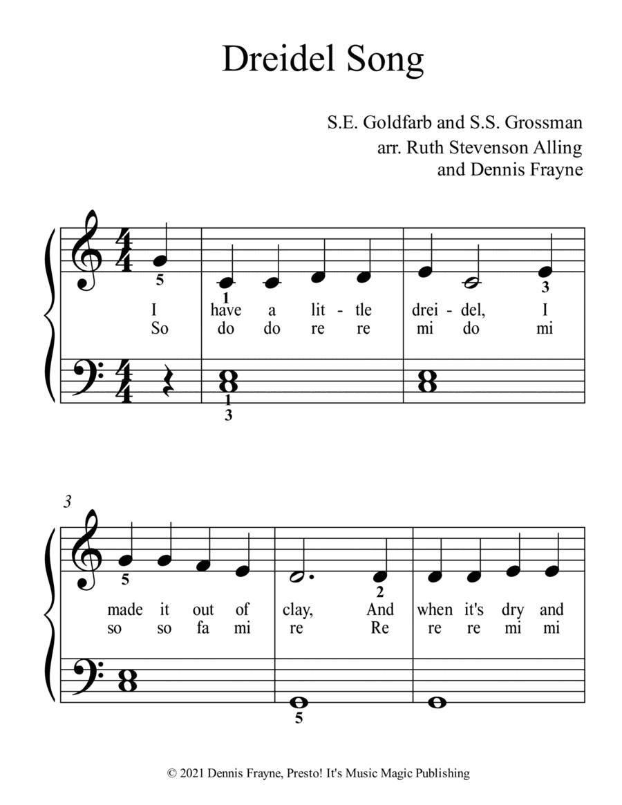 Dreidel Song (standard notation) (arr. Dennis Frayne)