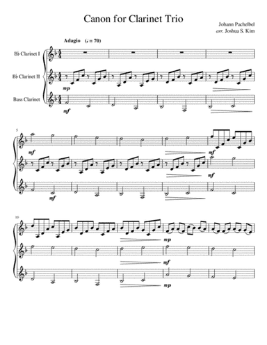 Pachelbel Canon for Clarinet Trio (arr. Joshua Jun S. Kim)