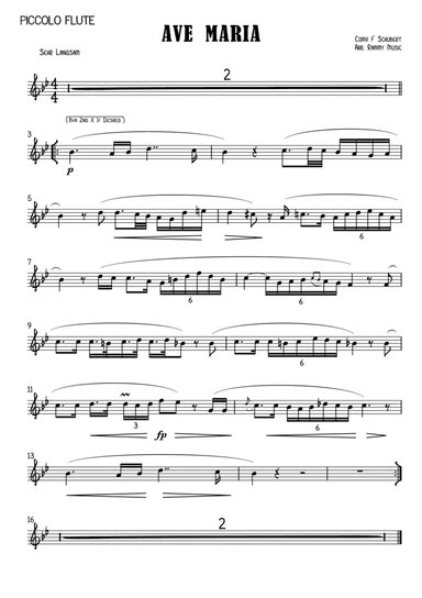 Ave Maria Schubert arr. for Piccolo Flute & Piano (arr. Rammy Music)