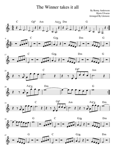 The Winner Takes It All (arr. Lkmusic)