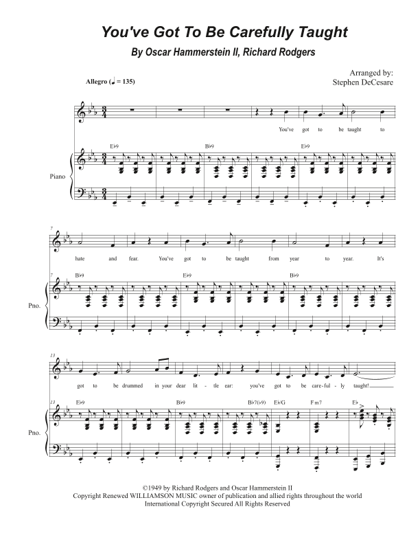 You've Got To Be Carefully Taught (arr. Stephen DeCesare)