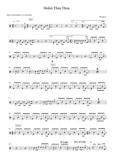 Holier Than Thou (arr. Drum Transcription: Leo Alvarado)