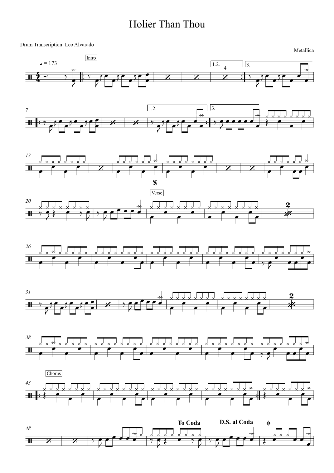 Holier Than Thou (arr. Drum Transcription: Leo Alvarado)