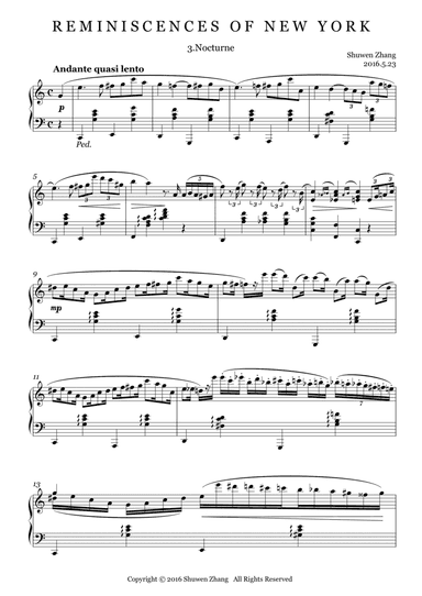 Reminiscences of New York,Bk.1,No.3:Nocturne