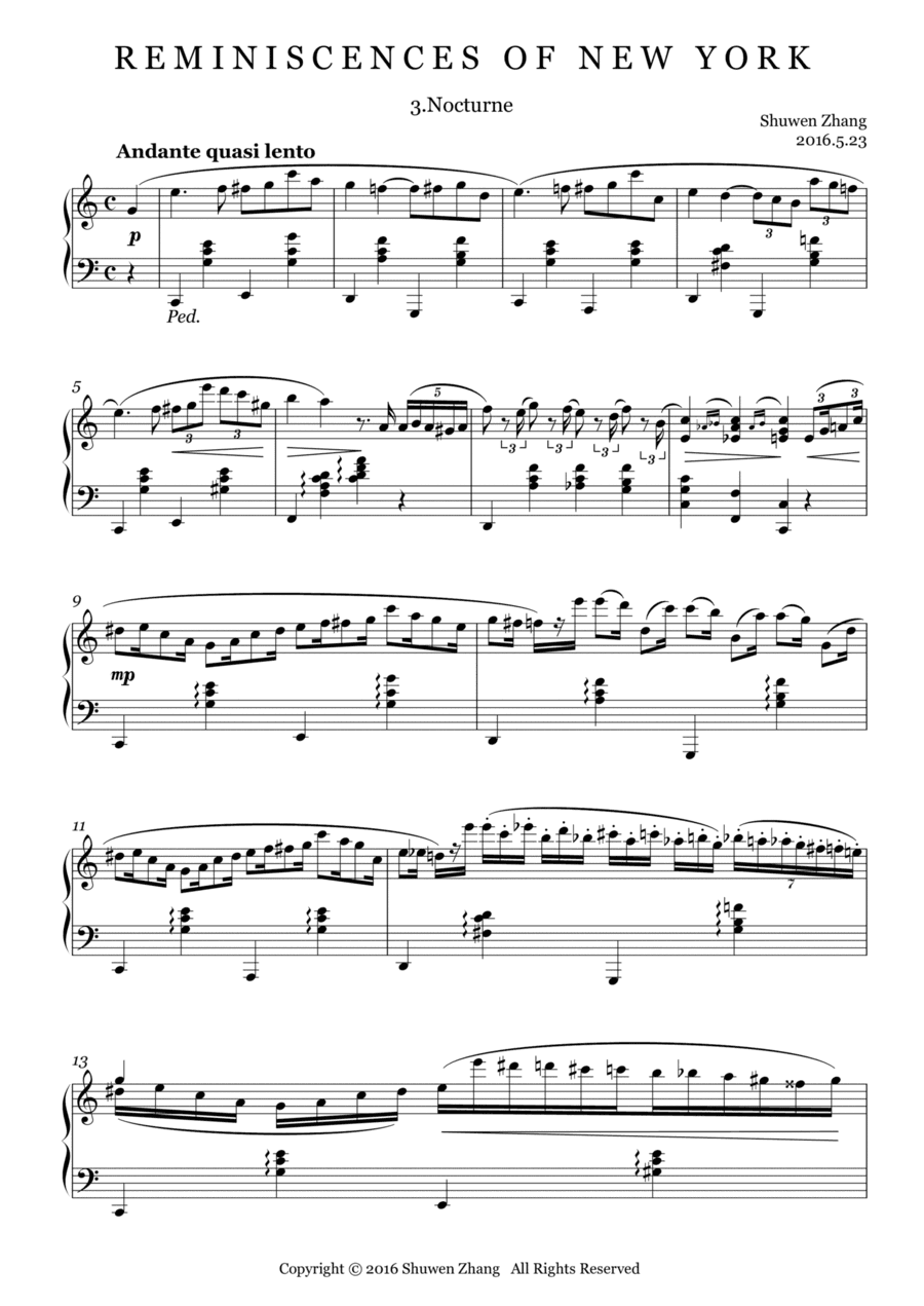 Reminiscences of New York,Bk.1,No.3:Nocturne
