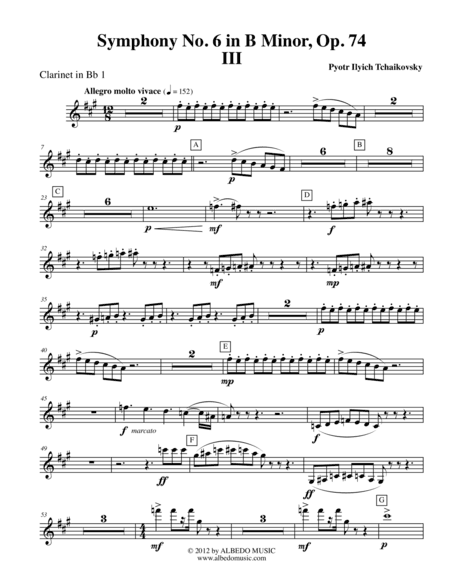 ?Tchaikovsky? Symphony No. 6, Movement III - Clarinet in Bb 1 (Transposed Part), Op. 74 (arr. Doug Clyde)