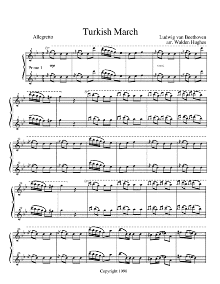 Beethoven's Turkish March Piano Quartet (2 Pianos 8 Hands) (arr. Dr. Walden Hughes)
