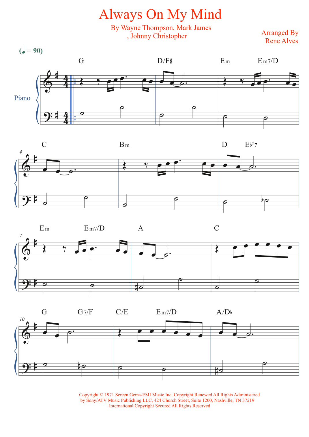 Always On My Mind (arr. Rene Alves)