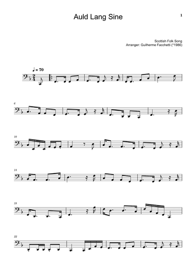Scottish Folk Song - Auld Lang Sine. Arrangement for Violoncello Solo (arr. Guilherme Facchetti)