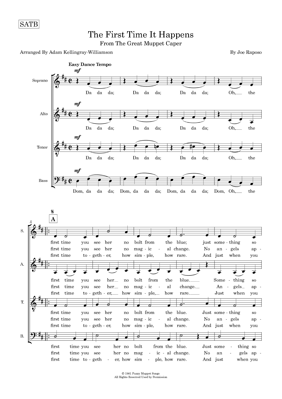 The First Time It Happens (arr. Adam Kellingray-Williamson)