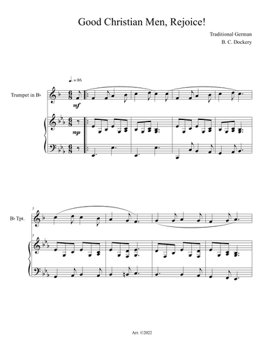 Good Christian Men, Rejoice! (Trumpet Solo with Piano Accompaniment) (arr. B. C. Dockery)