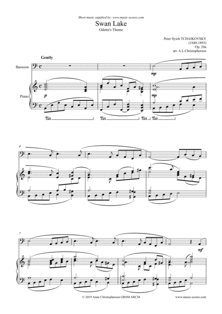 Swan Lake - Odette's Theme - Bassoon and Piano (arr. Anne L Christopherson GRSM ARCM)