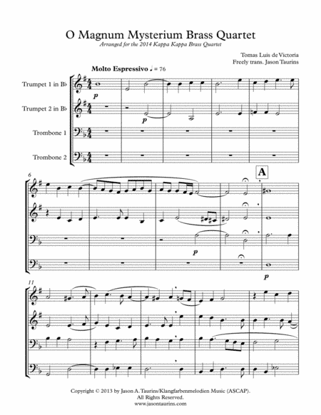 O Magnum Mysterium (de Victoria) (arr. Jason Taurins)