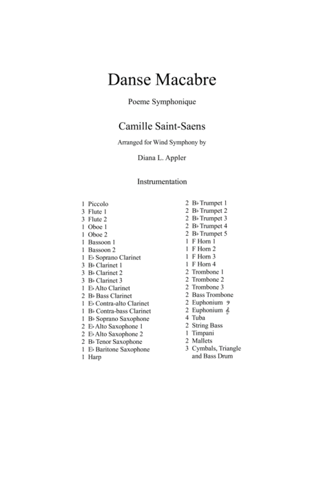 Danse Macabre ( 11x17 score only) (arr. Diana L. Appler)