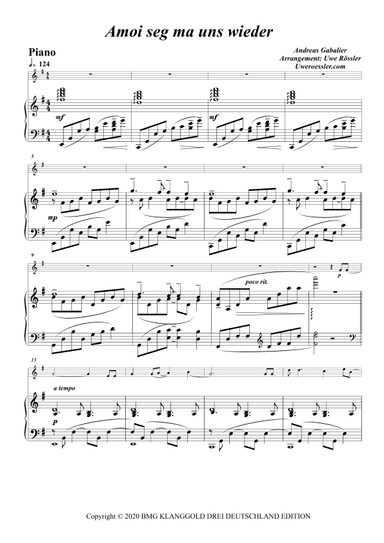 Amoi Seg' Ma Uns Wieder (arr. Uwe Roessler / Rössler / Rassler)