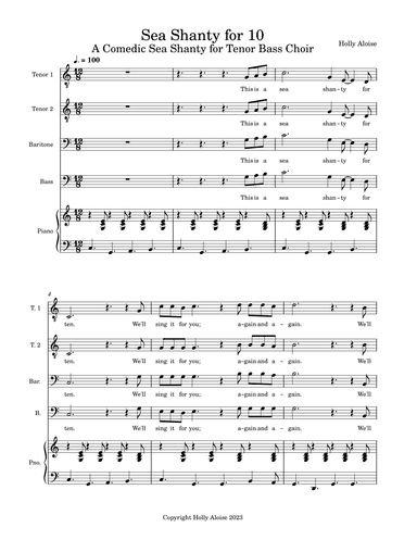 Sea Shanty for 10- A Comedic Sea Shanty for Tenor Bass Choir