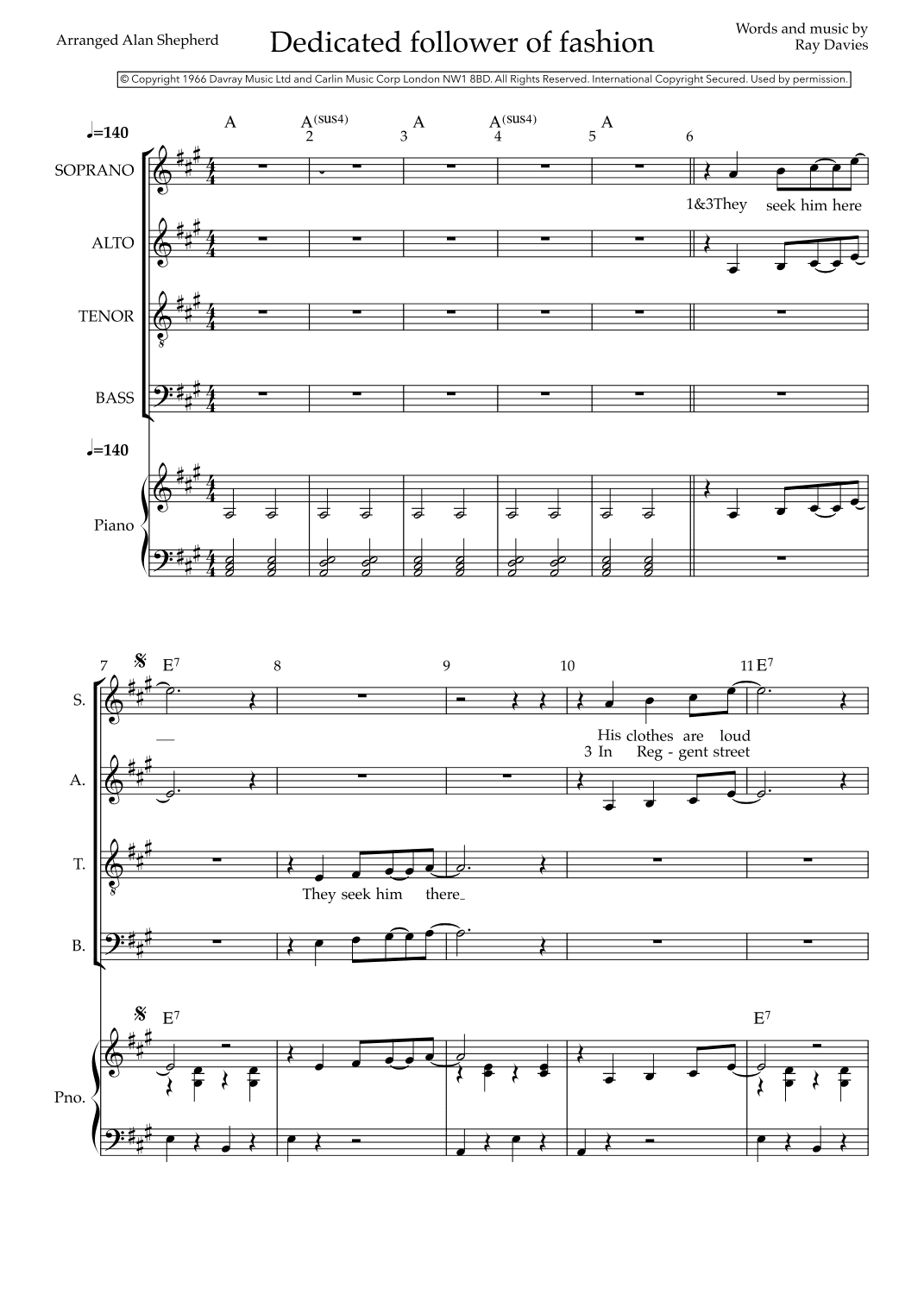 Dedicated Follower Of Fashion (arr. Alan Shepherd)