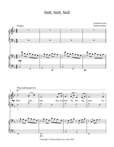 Still, Still, Still (elementary piano with optional duet) (arr. Sandra Zylstra)