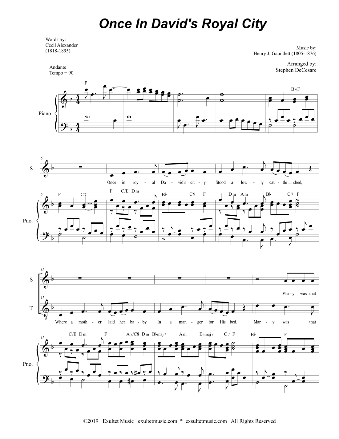 Once In Royal David's City (Duet for Soprano and Tenor Solo) (arr. Stephen DeCesare)